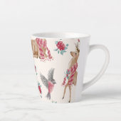 愛らしいトナカイ,鳥,花 カフェラテマグ (右)