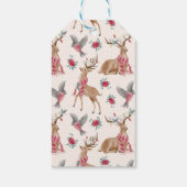 愛らしいトナカイ,鳥,花 ギフトタグ (裏面)