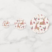 愛らしいトナカイ，鳥，花 コンフェッティ (裏面)