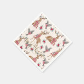 愛らしいトナカイ，鳥，花 スタンダードカクテルナプキン (角)