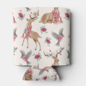 愛らしいトナカイ，鳥，花 缶クーラー (裏面)