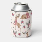 愛らしいトナカイ，鳥，花 缶クーラー (缶裏面)