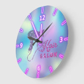 愛らしいトレンディーグラデーションホログラフィックヘアドライヤー ラージ壁時計 (傾斜)