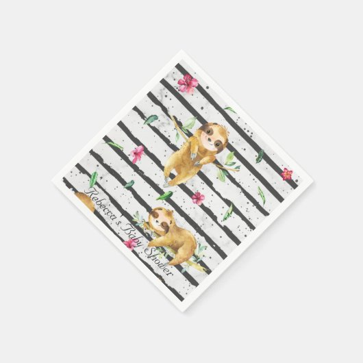 愛らしいトロピカルスロスベビーシャワーパーソナライズされた スタンダードカクテルナプキン (角)