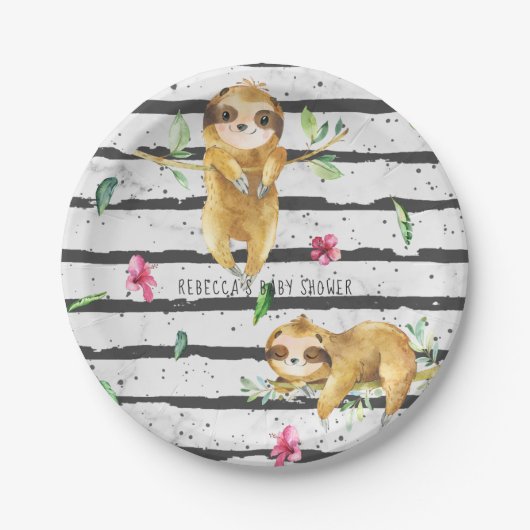 愛らしいトロピカルスロー赤ちゃんの歓迎会 ペーパープレート (正面)