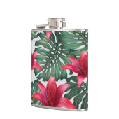 愛らしいトロピカルパームハワイアンヒビスクス フラスク (左)