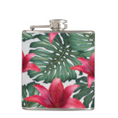 愛らしいトロピカルパームハワイアンヒビスクス フラスク (正面)