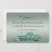 愛らしいドイツの羊飼いがヴィンテージピックアップ車に乗る サンキューカード (裏面)