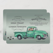 愛らしいドイツの羊飼いがヴィンテージピックアップ車に乗る 招待状 (正面/裏面)