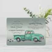 愛らしいドイツの羊飼いがヴィンテージピックアップ車に乗る 招待状 (スタンド正面)