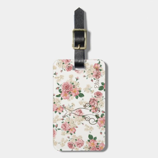 愛らしいドエレガントレス、フローラルパターパーソナライズされたン ラゲッジタグ (正面縦)