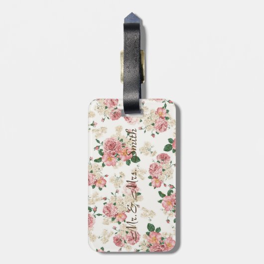 愛らしいドエレガントレス、フローラルパターパーソナライズされたン ラゲッジタグ (裏面縦)