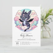 愛らしいドラゴンのベビーシャワー 招待状 (スタンド正面)