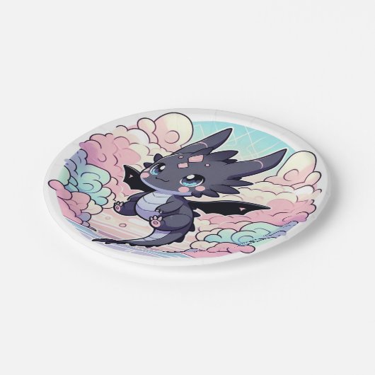 愛らしいドラゴンベビーシャワー ペーパープレート (アングル)