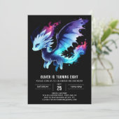 愛らしいドラゴン誕生日編集可能 招待状 (スタンド正面)