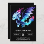 愛らしいドラゴン誕生日編集可能 招待状 (正面/裏面)