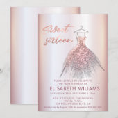 愛らしいドレス チャーミングな ローズゴールド グリッタリー オンブレ i 招待状 (正面/裏面)