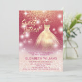 愛らしいドレ魅力的スバラ金ゴールド輝グラデーションき私 招待状 (スタンド正面)