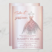 愛らしいドレ魅力的スバラ金ゴールド輝グラデーションき私 招待状 (正面/裏面)