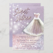 愛らしいド魅力的レきらめくスのグラデーション輝き 招待状 (正面/裏面)