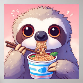 愛らしいナマケモノのラーメン ポスター