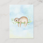 愛らしいナマケモノの赤ちゃんシャワーギフトディスプレイ エンクロージャーカード (裏面)