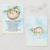 愛らしいナマケモノの赤ちゃんシャワーギフトディスプレイ エンクロージャーカード (正面/裏面)