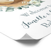 愛らしいナマケモノの赤ちゃんシャワーユーカリ緑 ポスター (角)