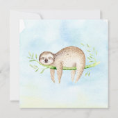 愛らしいナマケモノの赤ちゃんシャワー 招待状 (裏面)