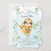 愛らしいナマケモノの赤ちゃんシャワー 招待状 (正面)