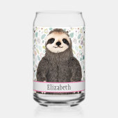 愛らしいナマケモノ名かわいらしのパターン名 ガラス缶 (正面)