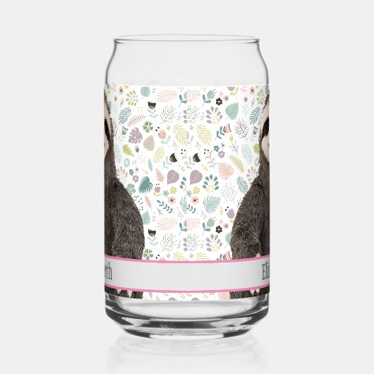 愛らしいナマケモノ名かわいらしのパターン名 ガラス缶 (右)