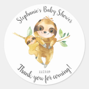 愛らしいナマケモノ赤ちゃんシャワーお気に入りステッカー ラウンドシール