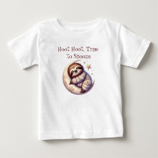 愛らしいナマケモノ&ムーンベビークロス ベビーTシャツ (正面)
