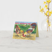 愛らしいニワトリのバレンタインラブ・ロマンティックな農場ユーモア カード (黄色い花)