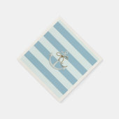 愛らしいネイビーアンカー ライトブルーのストライプ スタンダードカクテルナプキン (角)