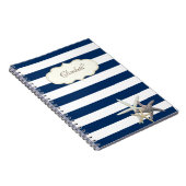 愛らしいネイビーブルーストライプスヒトデパーソナライズされたィッシュ ノートブック (右側)