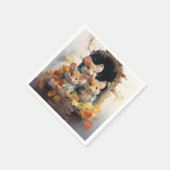 愛らしいネズミ紅葉、外を見るウィンドウ スタンダードカクテルナプキン (角)