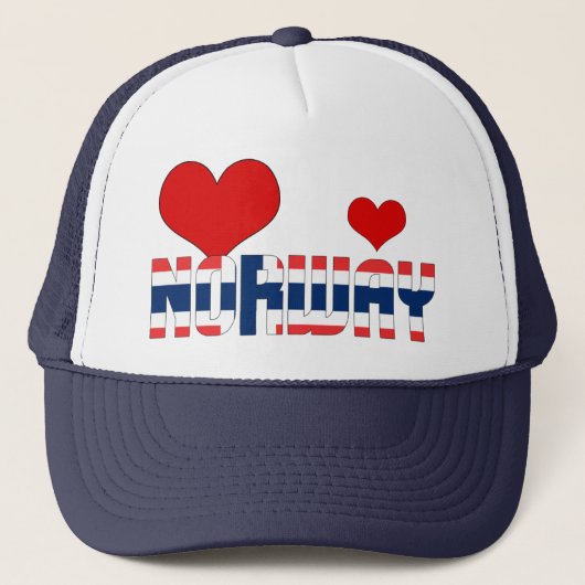 愛らしいノルウェー国旗のハート愛国心 キャップ (正面)