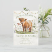 愛らしいハイランド牛1歳の誕生日パーティー 招待状 (スタンド正面)