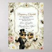 愛らしいハチと上品な花の結婚式 ポスター (正面)