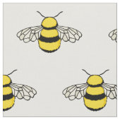 愛らしいハチの模様（白） ファブリック (クローズアップ)