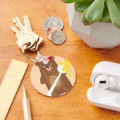 愛らしいハチミツクマにスプーンと赤い弓 キーホルダー