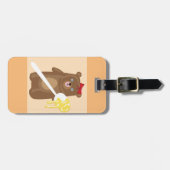愛らしいハチミツクマにスプーンと赤い弓 ラゲッジタグ (正面横)