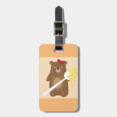 愛らしいハチミツクマにスプーンと赤い弓 ラゲッジタグ (正面縦)