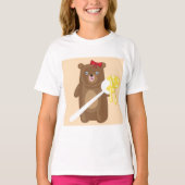 愛らしいハチミツクマにスプーンと赤い弓 Tシャツ (正面)