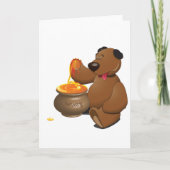 愛らしいハチミツ愛のクマとハチミツポット カード (正面)
