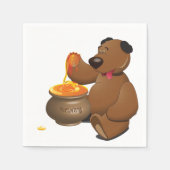 愛らしいハチミツ愛のクマとハチミツポット スタンダードカクテルナプキン (正面)