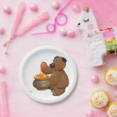 愛らしいハチミツ愛のクマとハチミツポット ペーパープレート (パーティー)