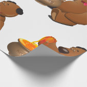 愛らしいハチミツ愛のクマとハチミツポット ラッピングペーパー